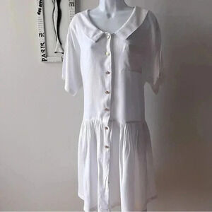 Vintage Ulterior Motives White Short Sleeve Shirtdress Size L